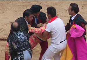 Matador getting carried off