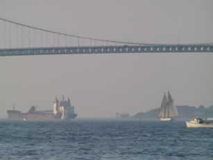 Newport bridge and tanker